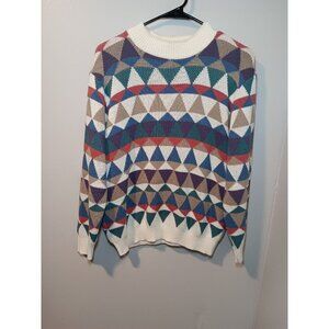 Vintage Alfred Dunner 80s Geometric Abstract Patterned Retro Sweater Sz Medium
